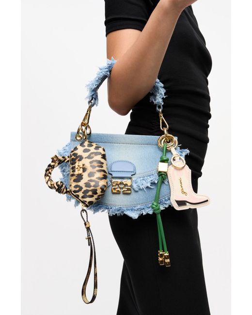 Ganni Blue Denim Mini Top Handle Apo-G Bag