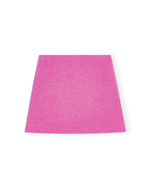 Ganni Pink Twill Wool Suiting Mini Skirt