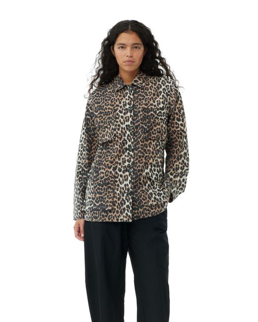 Ganni Multicolor Leopard Cotton Canvas Jacke