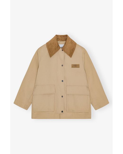 Ganni Natural Camel Twill Midi Jacket