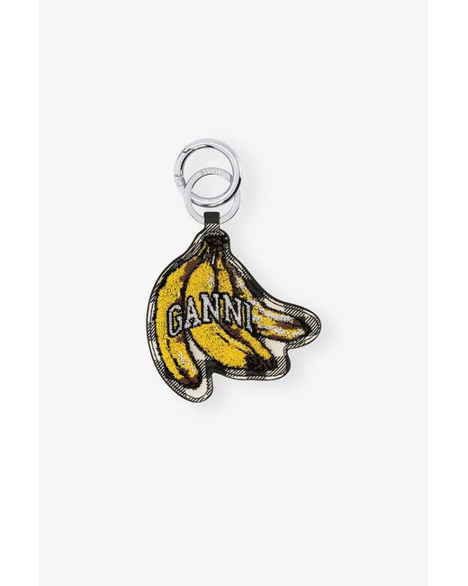 Ganni Black Banana Keyring