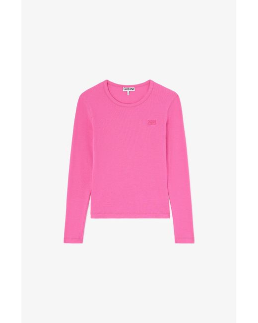 Ganni Pink Long-Sleeve Top