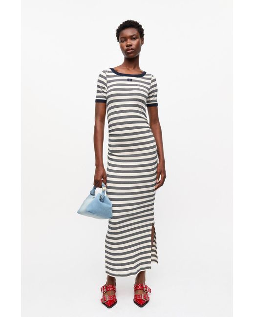 strapless open back dress Ganni Rib Jersey Wrap Maxi Dress  BLU'S