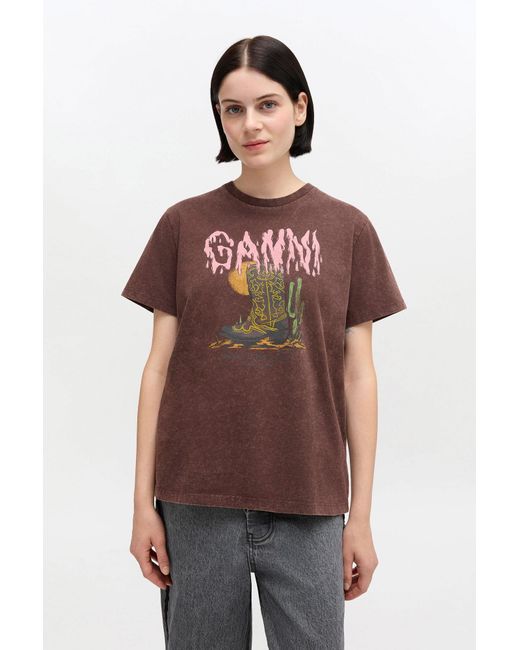 Ganni Red Vintage Wash T-Shirt