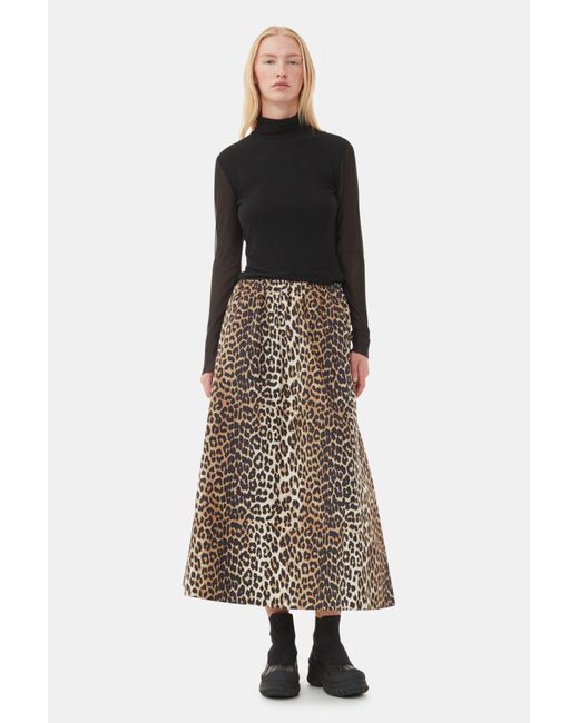 Ganni Multicolor Leopard Printed Elasticated Maxi Skirt