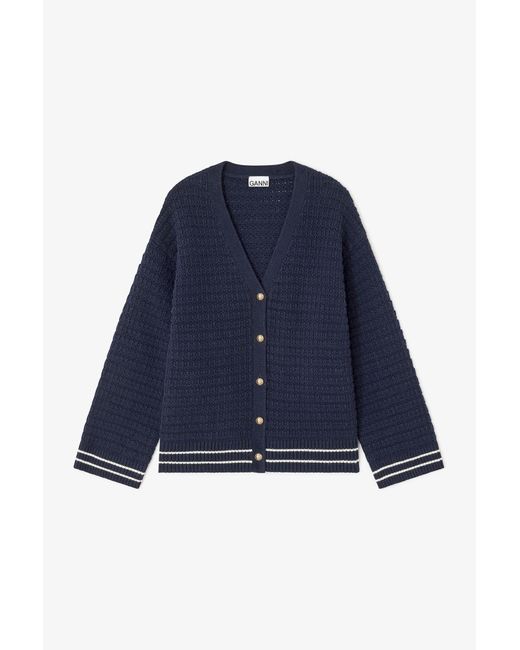 Ganni Blue Dark Wool Cardigan