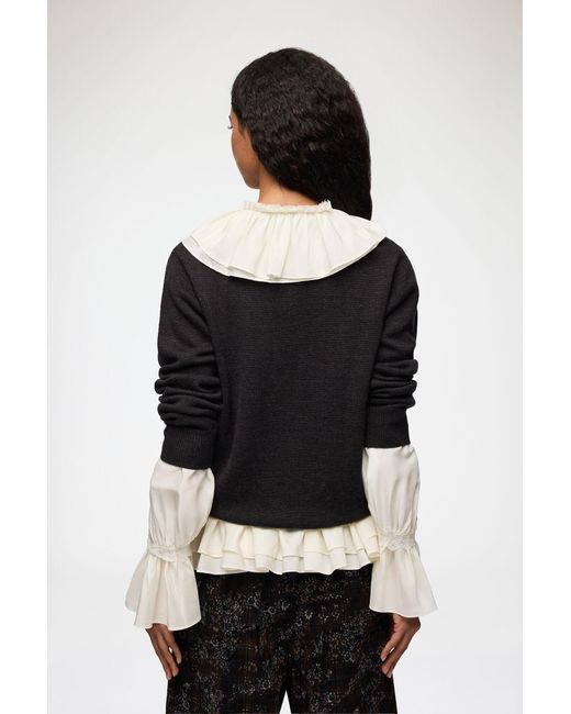 Ganni Black Jumper With Crochet Flower