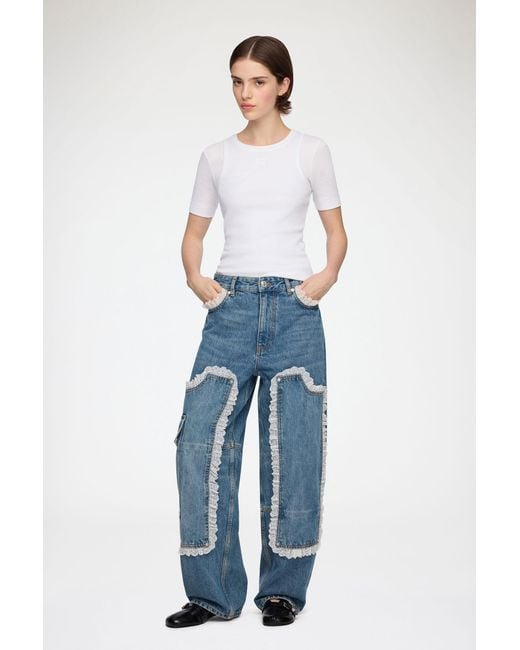 Ganni Blue Audri Lace Jeans