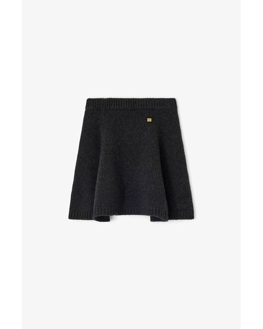 Ganni Black Dark Wool Mini Skirt