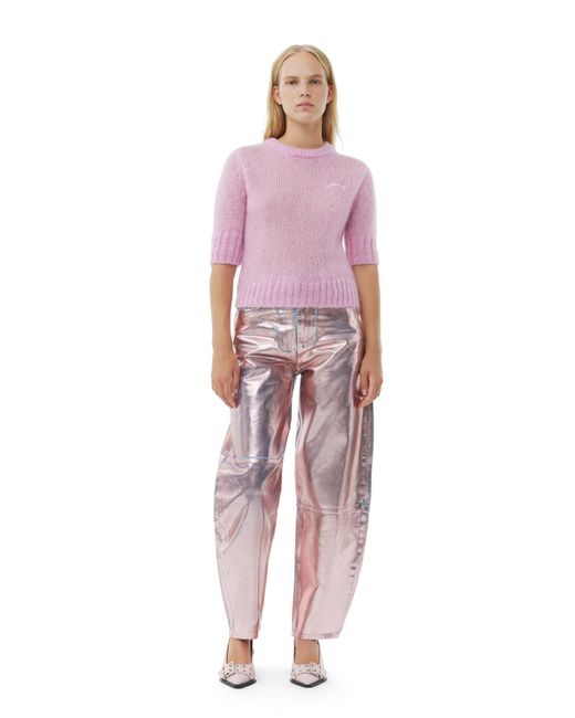 Ganni Red Lilac Foil Stary Jeans