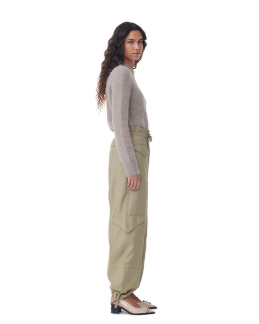 Pantalon Light Slub High Waist Pocket Ganni en coloris Natural