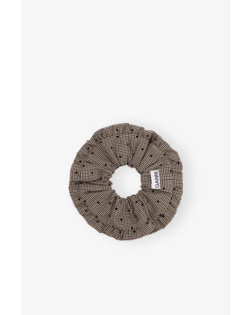 Ganni Natural Striped Frill Scrunchie