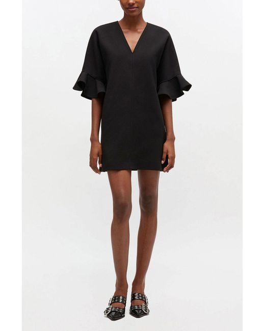 Ganni Black Mini Ruffle Dress