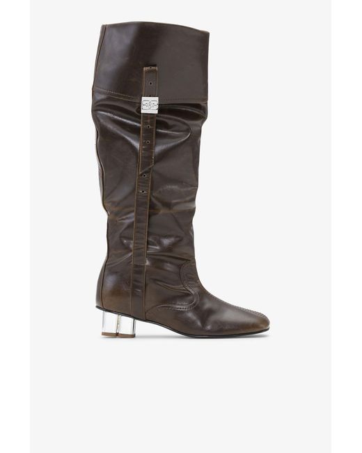 Ganni Gray Slouchy Knee Boots