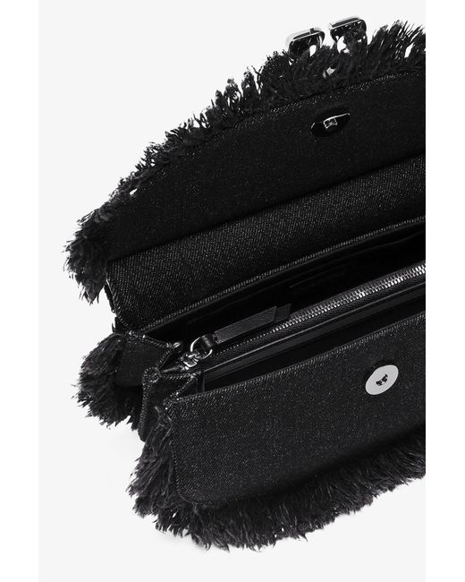 Ganni Black Denim Mini Top Handle Apo-G Bag