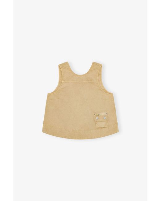 Ganni Natural Washed Stretch Cotton Sleeveless Top