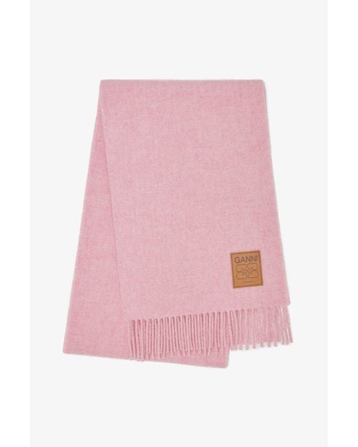 Ganni Pink Wool Scarf