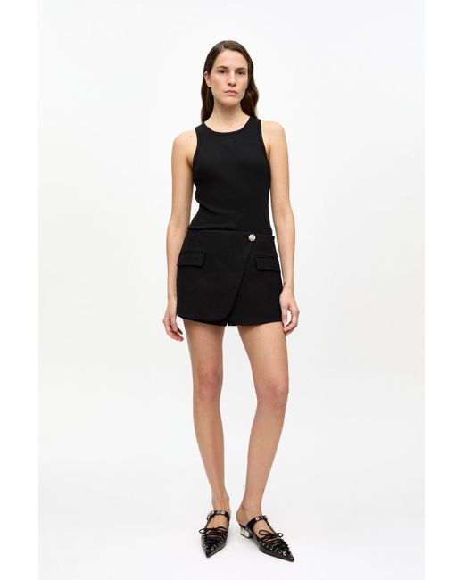 Ganni Black Heavy Cotton Tailoring Shorts