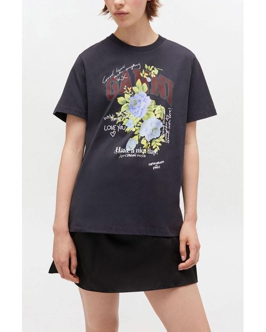 Ganni Blue Rose T-Shirt