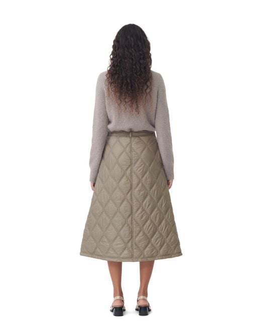 Ganni Multicolor Brown Shiny Quilt Midi Rock