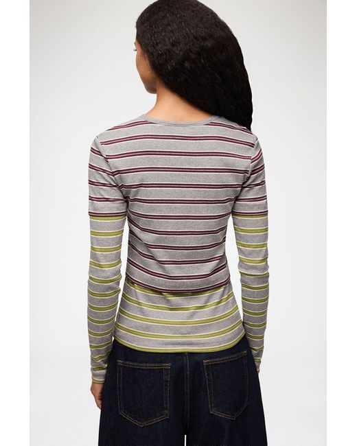 Ganni Gray Long-Sleeve Top