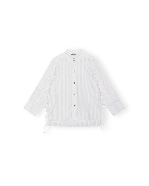 Ganni White Tonal Stripe Oversized Shirt