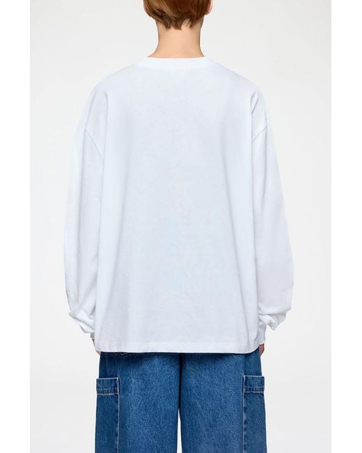 Ganni Blue Long-Sleeve T-Shirt With Raspberries