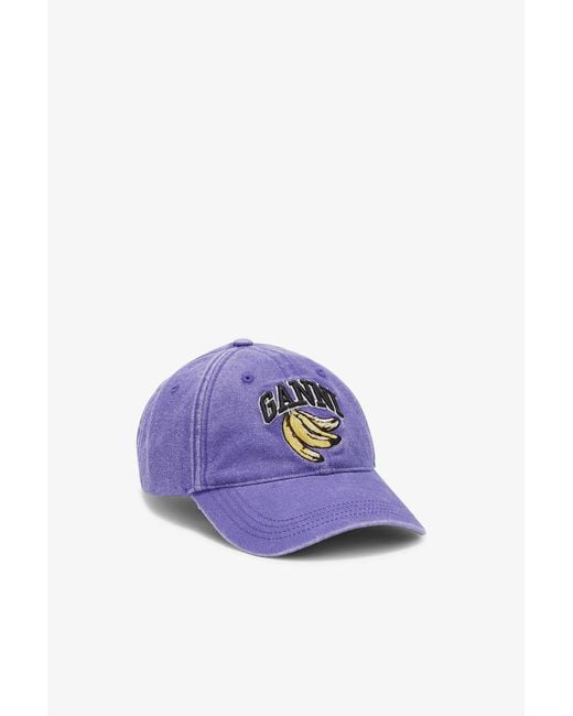 Ganni Purple Washed Canvas Cap