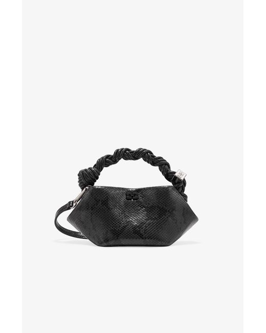 Ganni Black Snake Mini Bou Bag