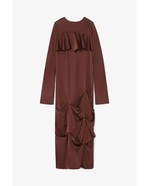 Ganni Brown Ruffle Dress