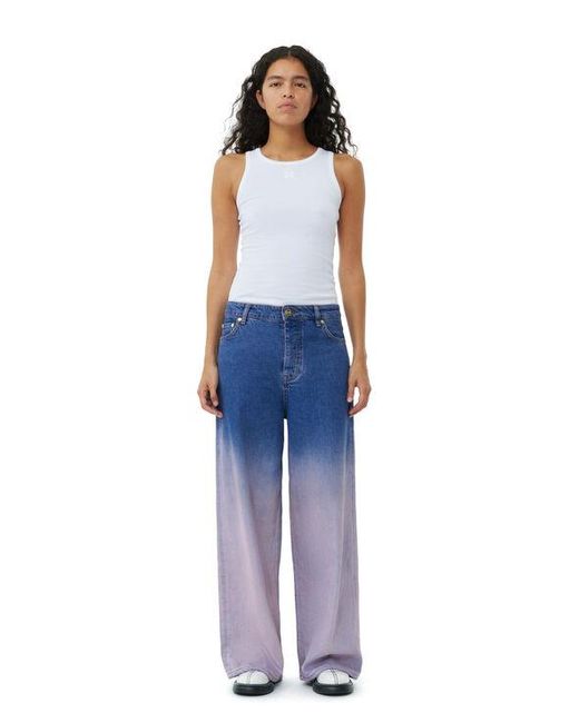 Ganni Blue Purple Future Denim Wide Jeans