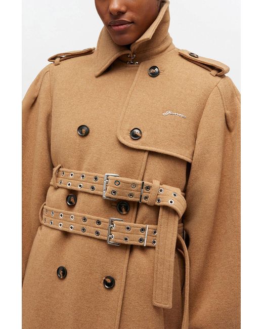 Ganni Natural Wool Trench Coat