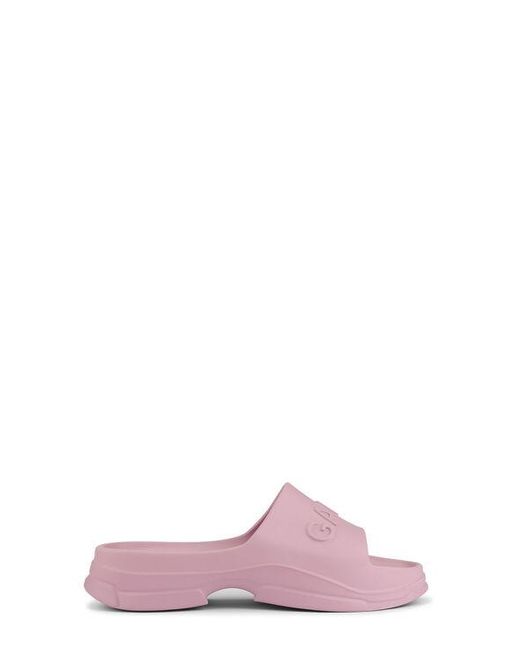 Ganni White Light Pink Pool Slide Sandals