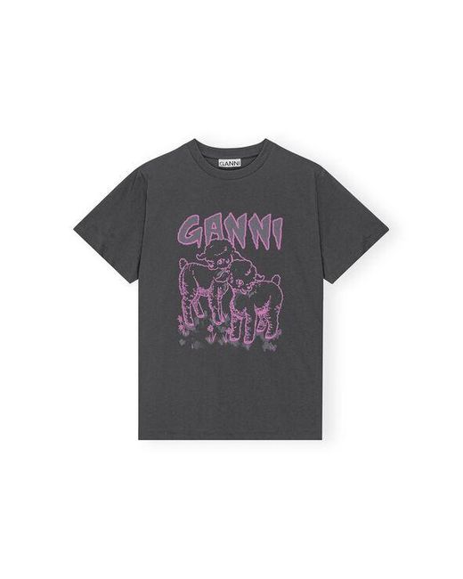 Ganni Black Relaxed Lamb T-shirt