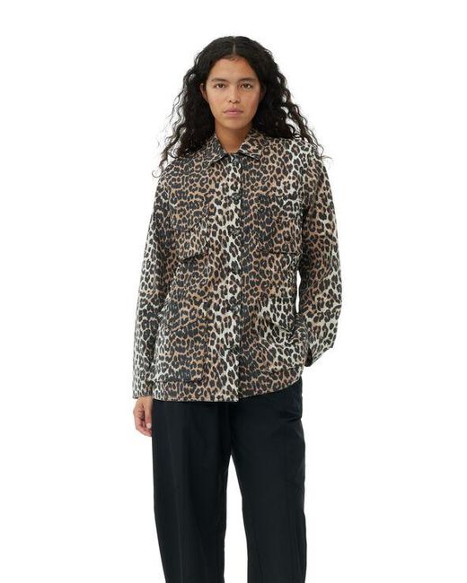 Ganni Multicolor Leopard Cotton Canvas Jacket