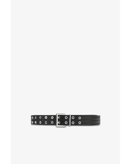 Ganni White Double Eyelet Belt
