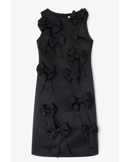 Ganni Satin Bow Dress in Black Lyst UK — free download