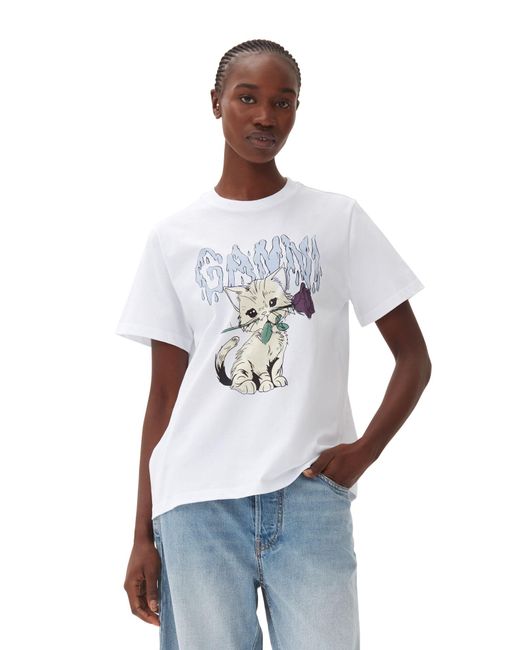 Ganni Multicolor Relaxed Cat T-shirt