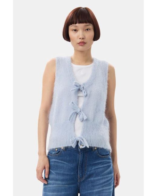 Ganni Blue Mohair Tie String Vest