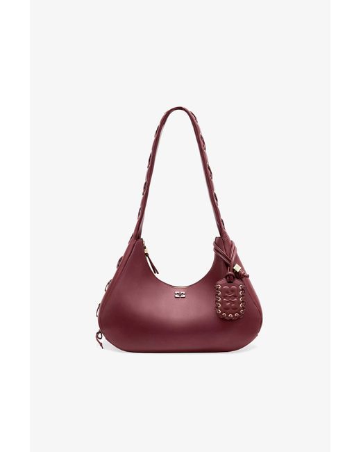Ganni Purple Medium Laces Hobo Bag