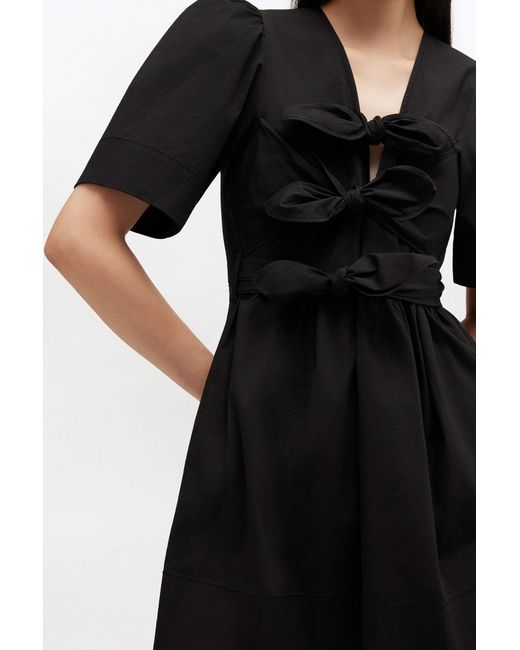 Ganni Black Cotton Mini Dress