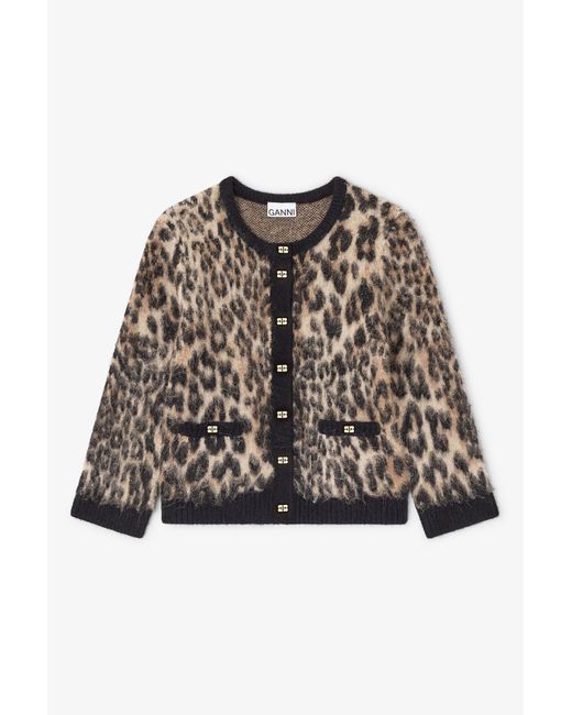 Ganni Multicolor Leopard Cardigan