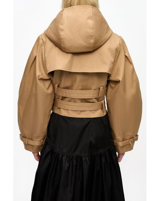 Ganni Natural Camel Bonded Cotton Short Trench Jacket