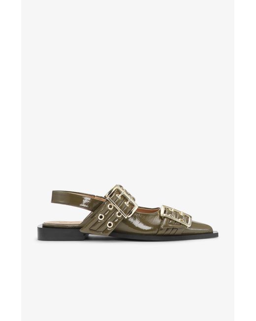 Ganni Black Feminine Buckle Ballerinas