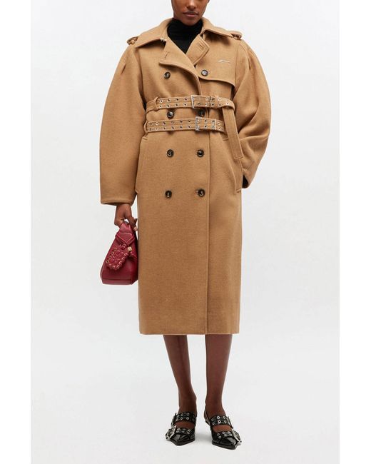Ganni Natural Wool Trench Coat