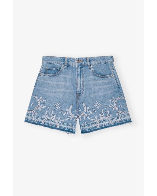 Ganni Blue Broderie Anglaise Shorts
