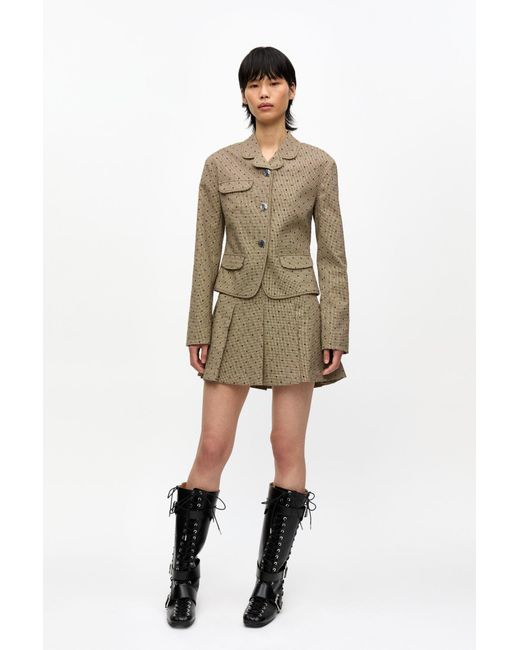Ganni Natural Flock Check Suiting Mini Skirt