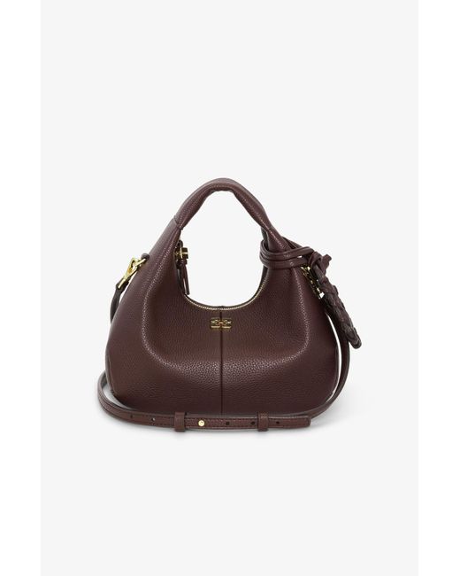 Ganni Brown Mini Hobo Bag