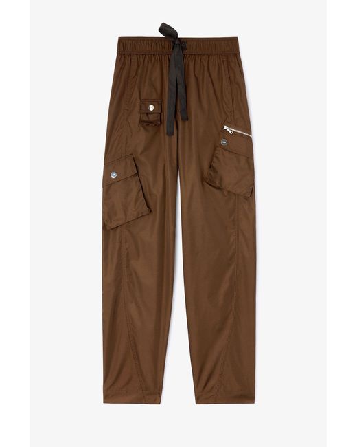 Ganni Brown Duchesse Nylon Trousers