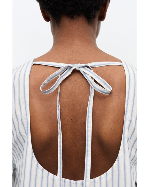 Ganni White Striped Organic Cotton Mini Dress